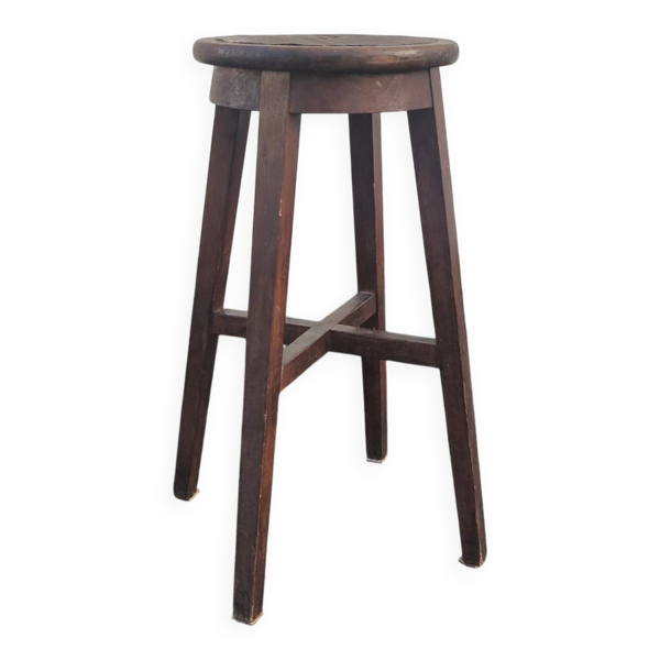 Tabouret haut en chêne massif, 1950