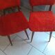 Paire de chaise moumoute vintage rouge pieds compas
