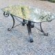 Coffee table from the 70s in wrought iron glass top bec de corbin
