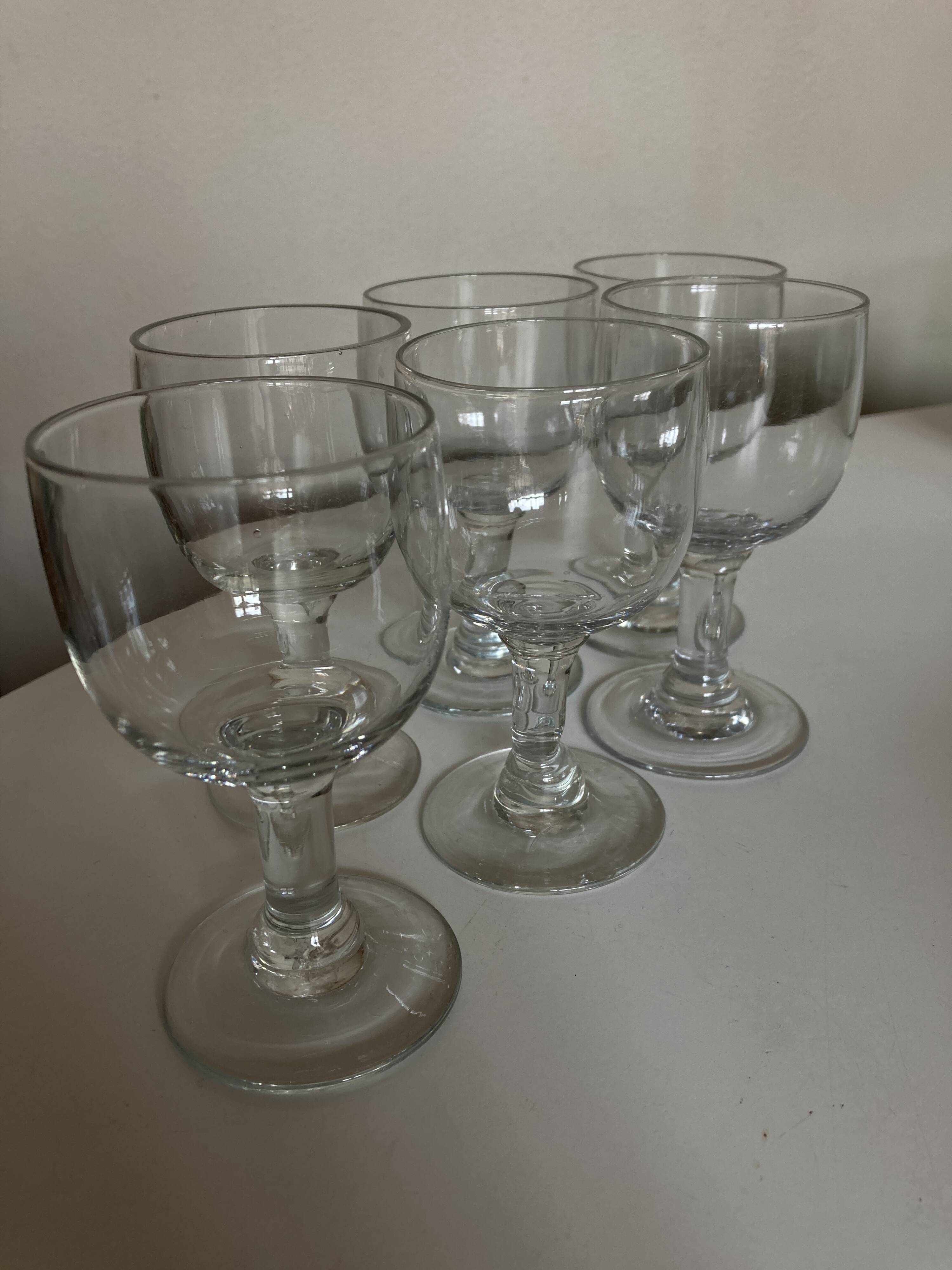 Set of 6 tulip glasses, 19th century