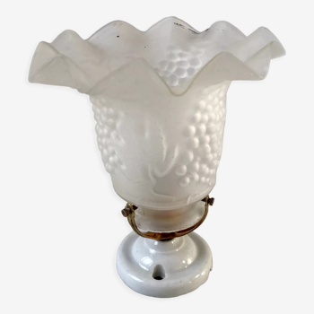 Applique tulipe en verre support porcelaine années 50