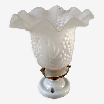 Glass tulip wall lamp porcelain support 50s