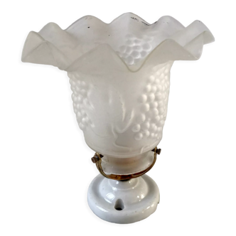 Glass tulip wall lamp porcelain support 50s