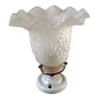 Applique tulipe en verre support porcelaine années 50