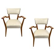 Set of Mid-Century Organic Armchairs in Velvet and Wood in the style of Gio Ponti Style, 1950s
