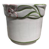 Cache-pot en céramique blanc peint à la main