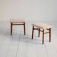 Scandinavian teak stools with sheepskin seat, 1960s