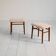 Scandinavian teak stools with sheepskin seat, 1960s