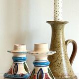 3 vintage ceramic craft candle holders