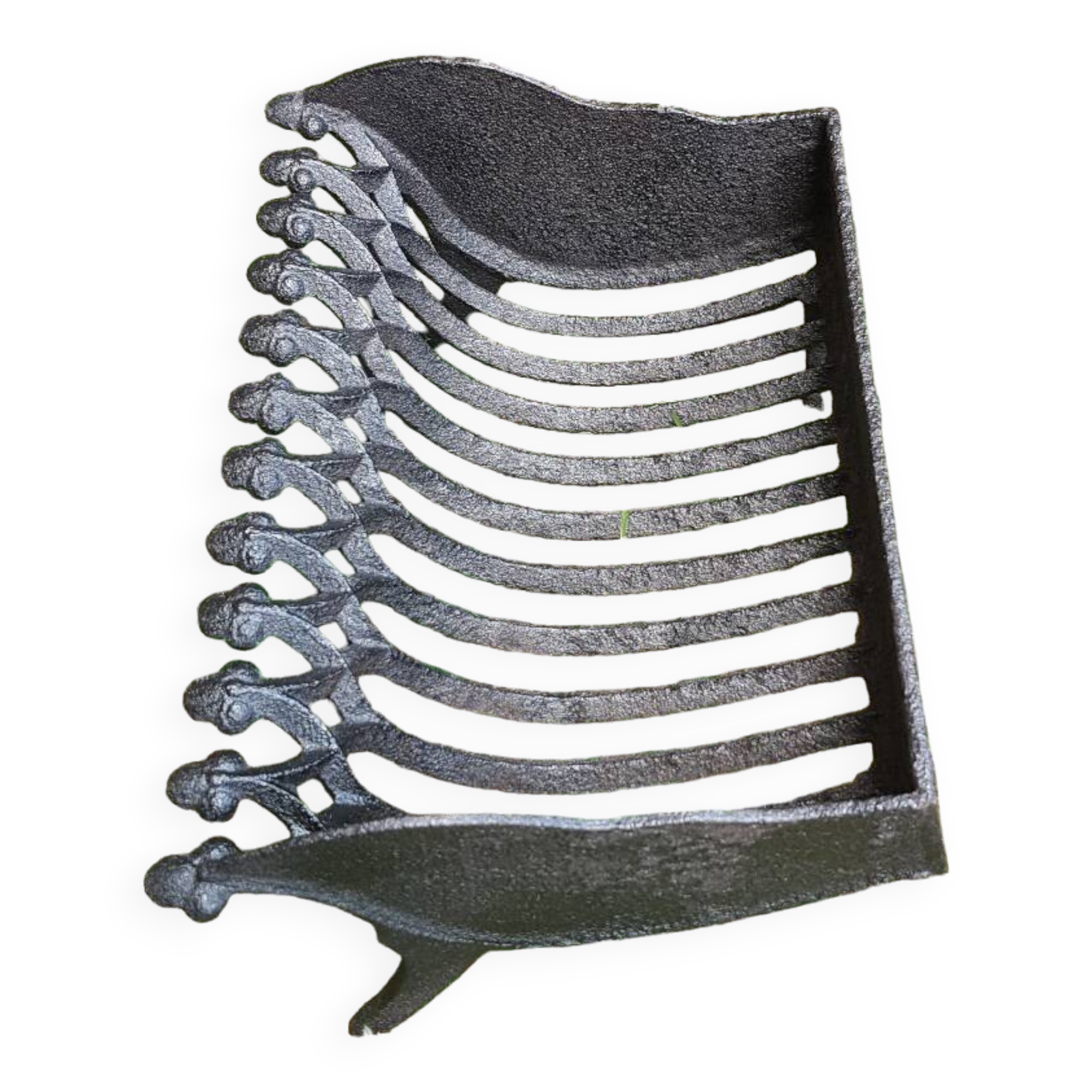 Old vintage black cast iron fireplace