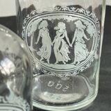 BOTTLES Engraved Glass and VINTAGE Wood