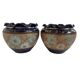 Pair, cache pots, royal doulton, english earthenware, 1920-1930, floral decoration, blue and gold, marks in