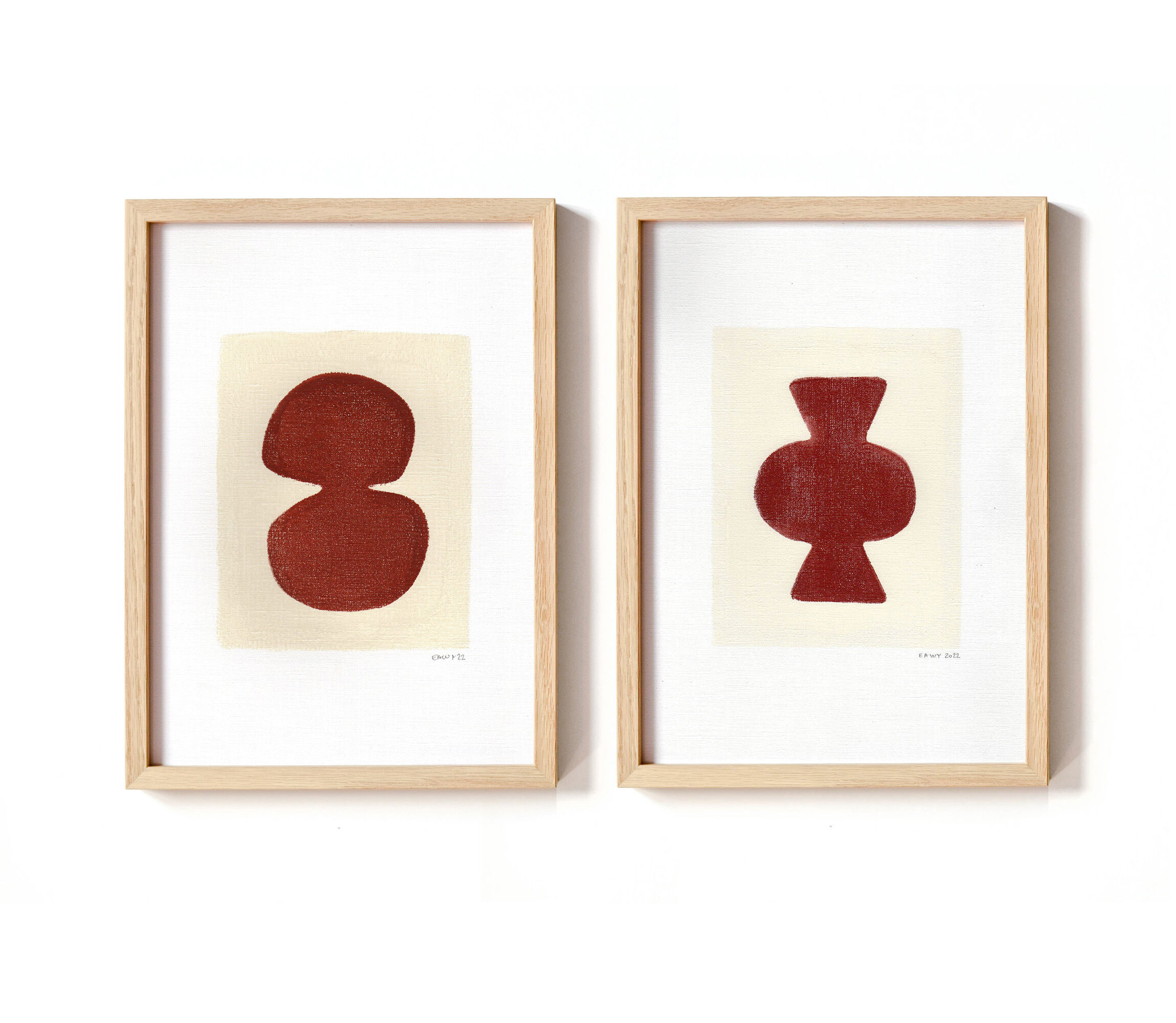 Duo of terracotta paints M760 and M761 signed EAWY