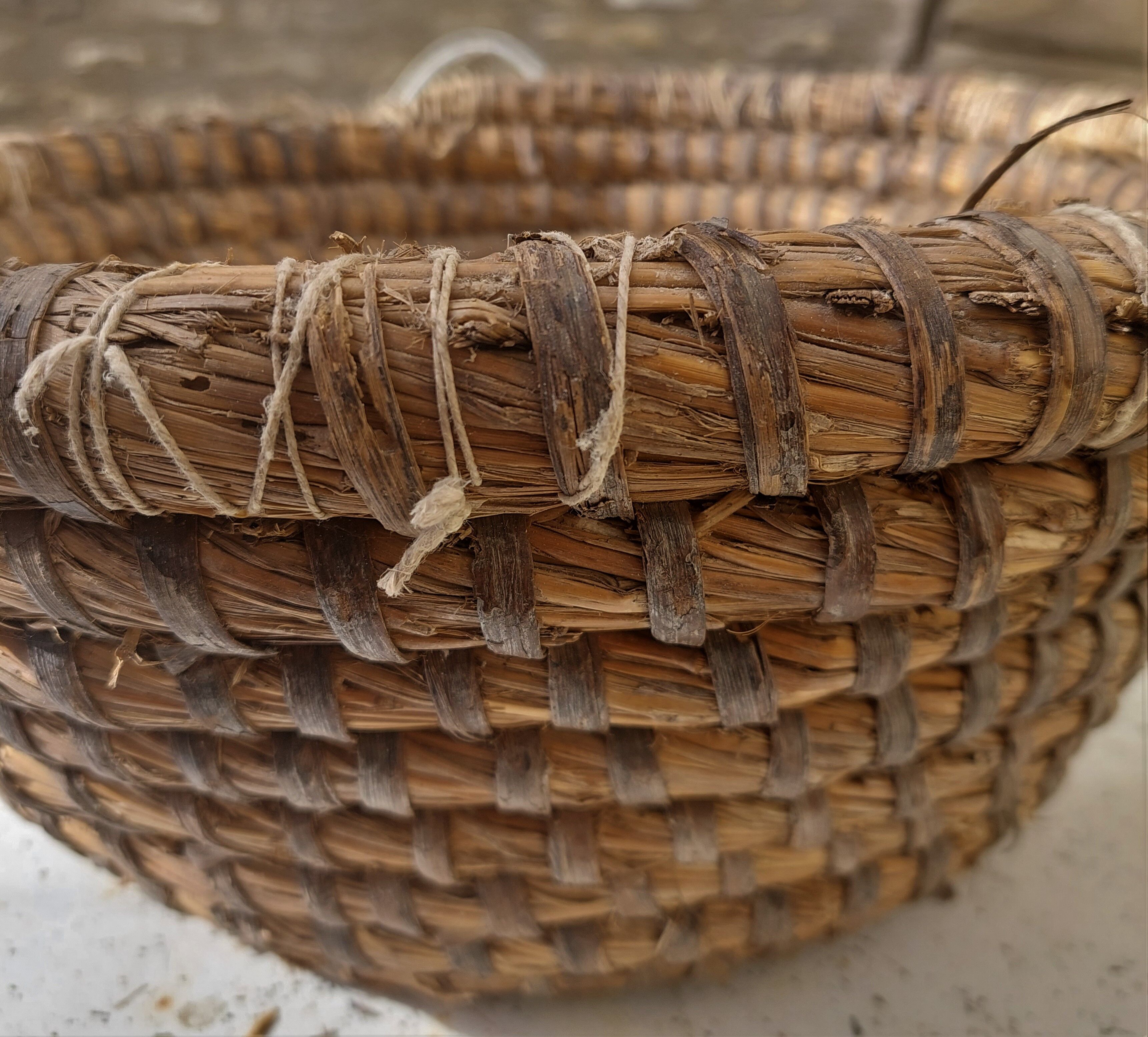 Baker's basket with braided wicker bread early twentieth century