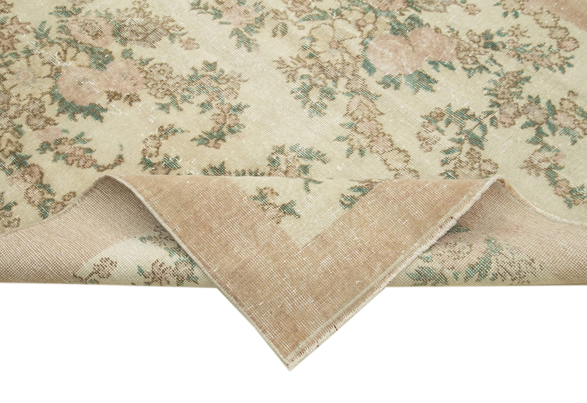 Handwoven anatolian beige carpet 147 cm x 246 cm