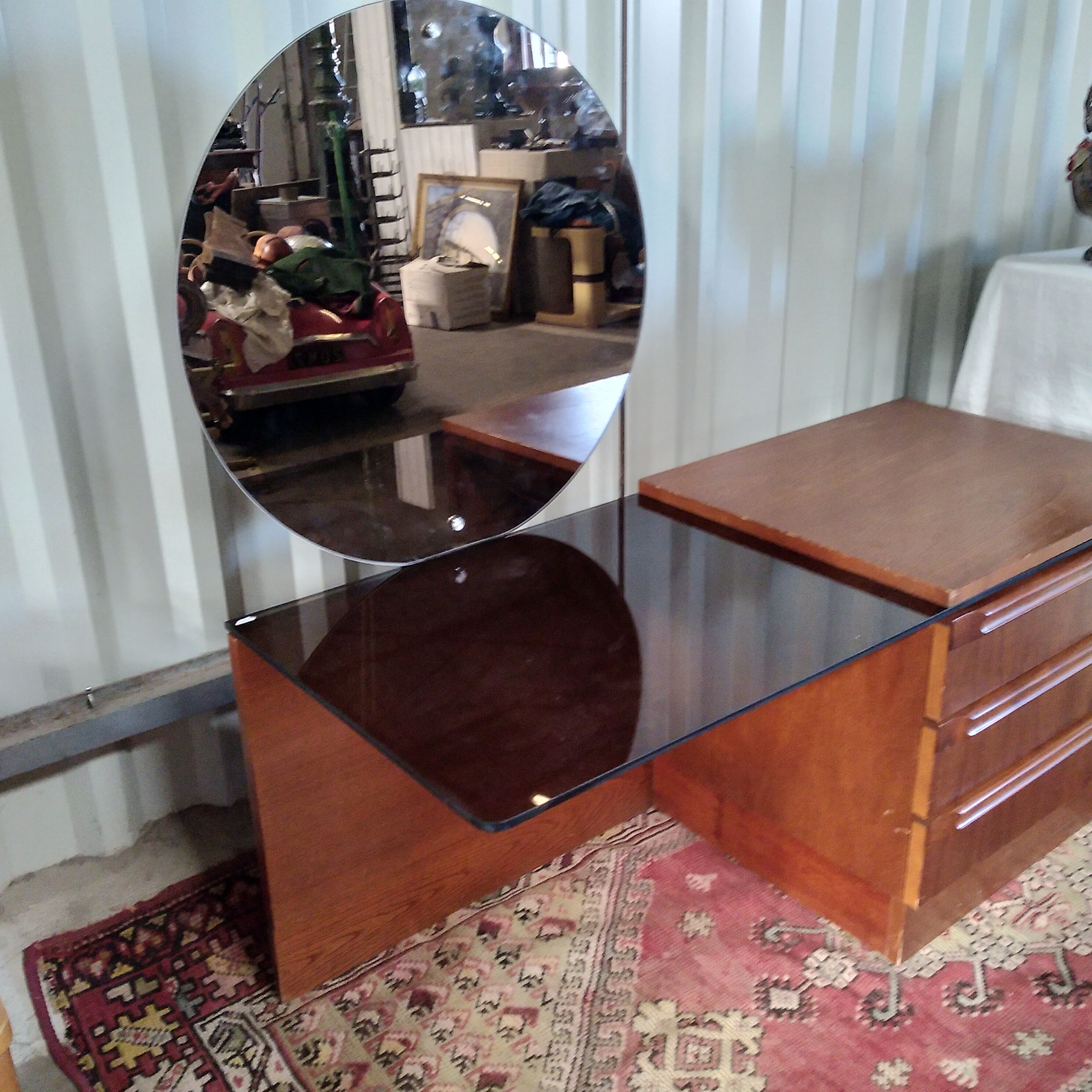 Wood and glass dressing table 1970