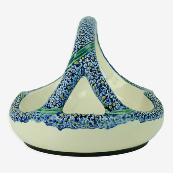 Majolika karlsruhe bowl ceramic basket art nouveau w.süs