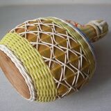 Old scoubidou bottle wood and glass 1960s/70s vintage retro decor