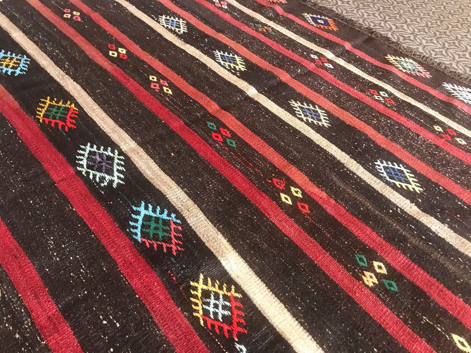Vintage colorful rug, traditional handmade kilim 290 x 206 cm