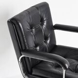 Vintage leather armchair. Swivel, on casters, multi-position. Norway, 1970s.