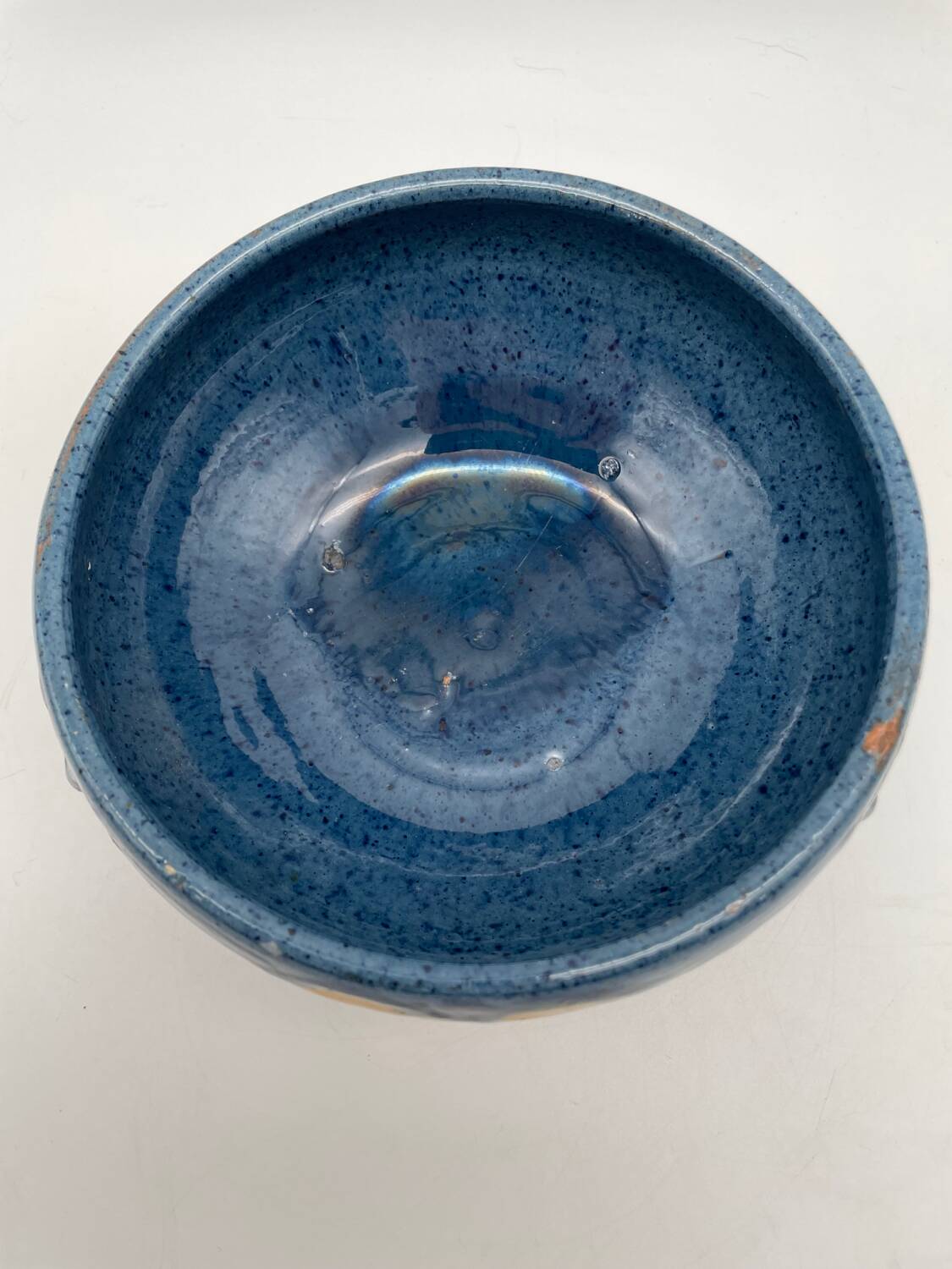 Tripod ceramic pocket tray, hand painted blue