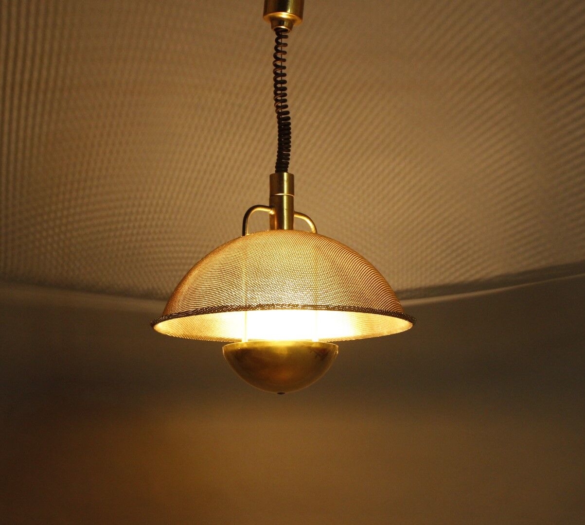 1970s Brass Pendant Light by WKR Leuchten