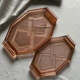 Set of 2 Art Deco glass trays
