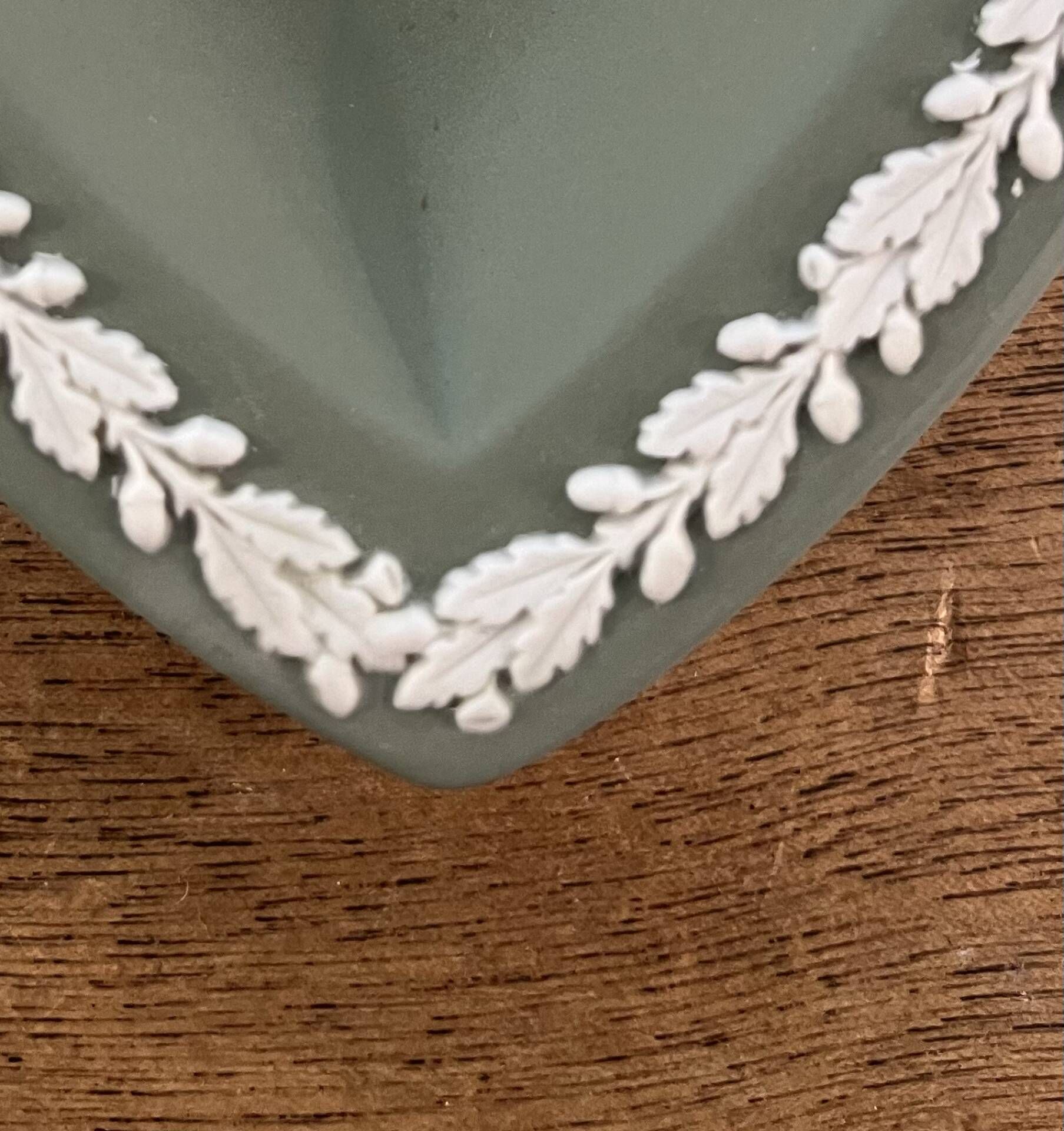 Sage green jasperware catchall Wedgwood
