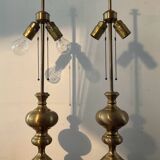 Paire de lampes vintage en bronze et laiton