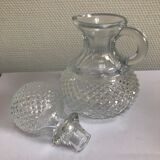Chiseled glass pitcher