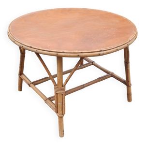 Table basse vintage en - bambou rotin