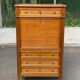 Secretary with drop-leaf in Louis XVI style, made of solid wood and brass, desk/commode.