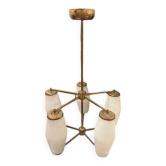 Brass lustre & opaline