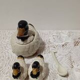 Duck salt and pepper shaker servant in barbotine 🦆