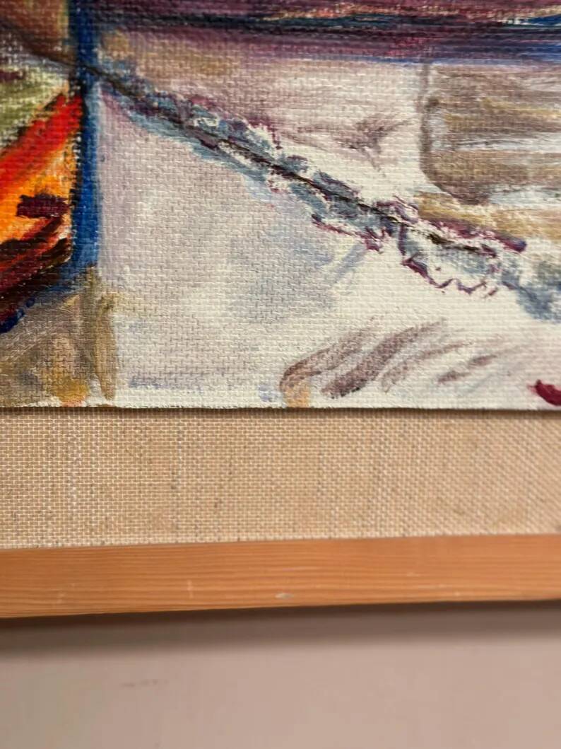 Original Swedish Oil on Panel – “Sunflowers” – Monogram Signed – Vintage & Framed