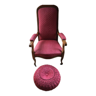 Fauteuil Richelieu et son pouf