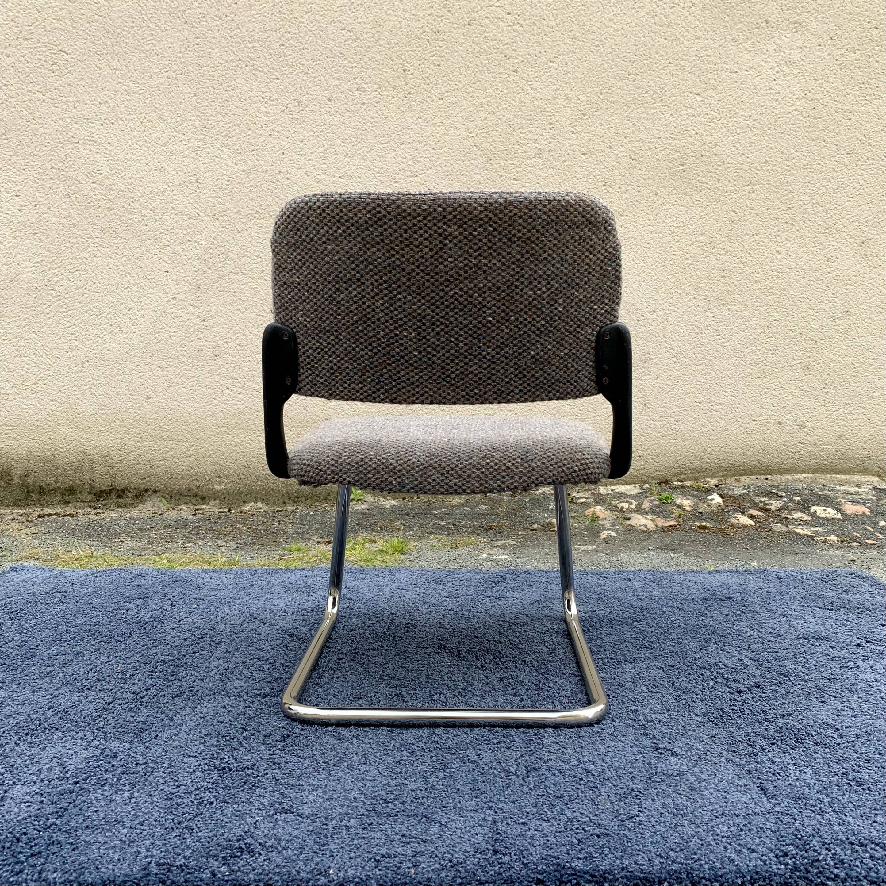 Pair of Eurosit tweed grey lounge chairs 1970