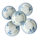 Set of 5 dessert plates, blue floral decoration