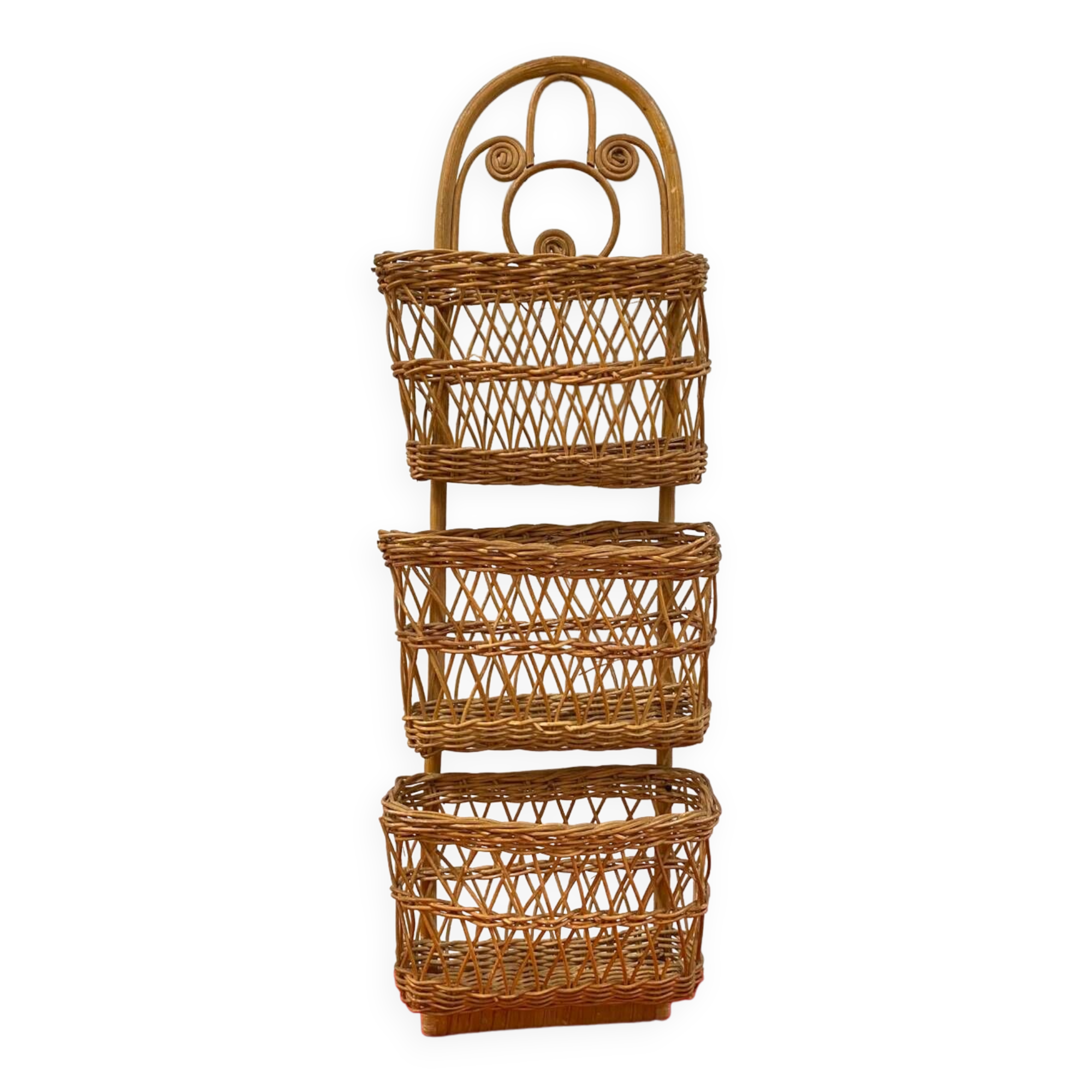 Vintage Peacock Rattan Desk Organizer