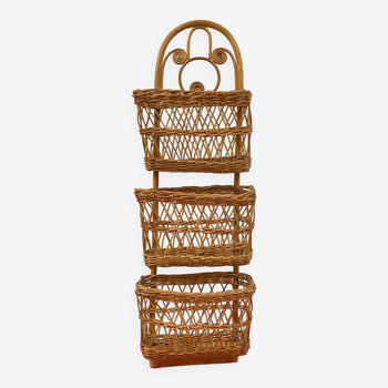 Vintage Peacock Rattan Desk Organizer