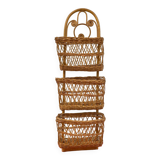 Vintage Peacock Rattan Desk Organizer