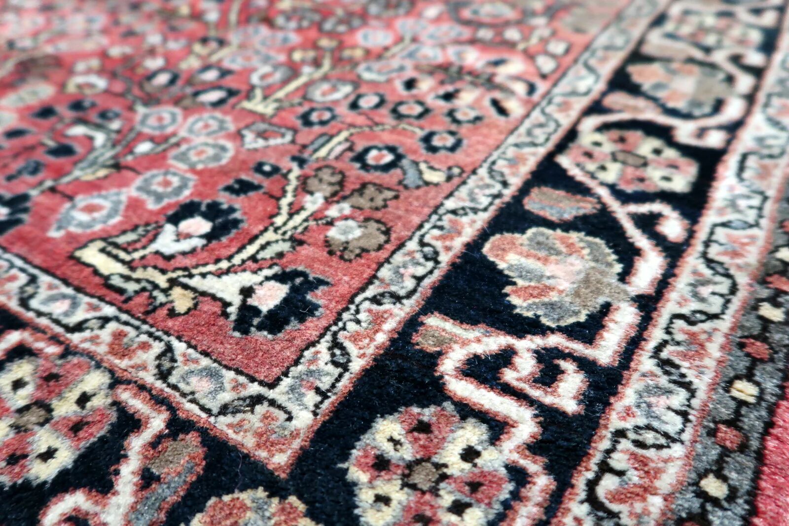 Vintage Persian Hamadan handmade rug 3.3' x 4.11' 1950s - 1C1213