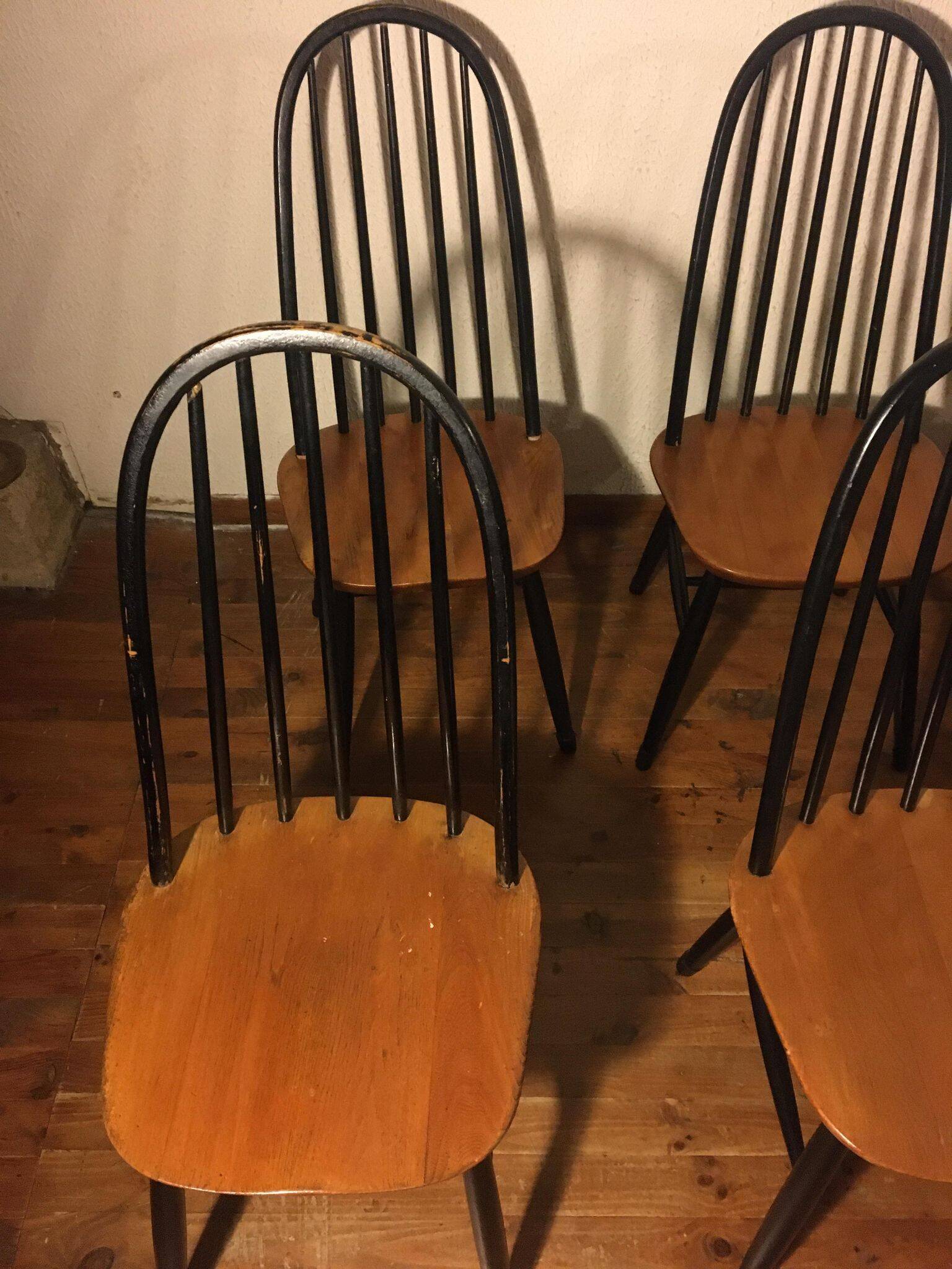 Set of 10 Ercol Quaker chairs from the 50s