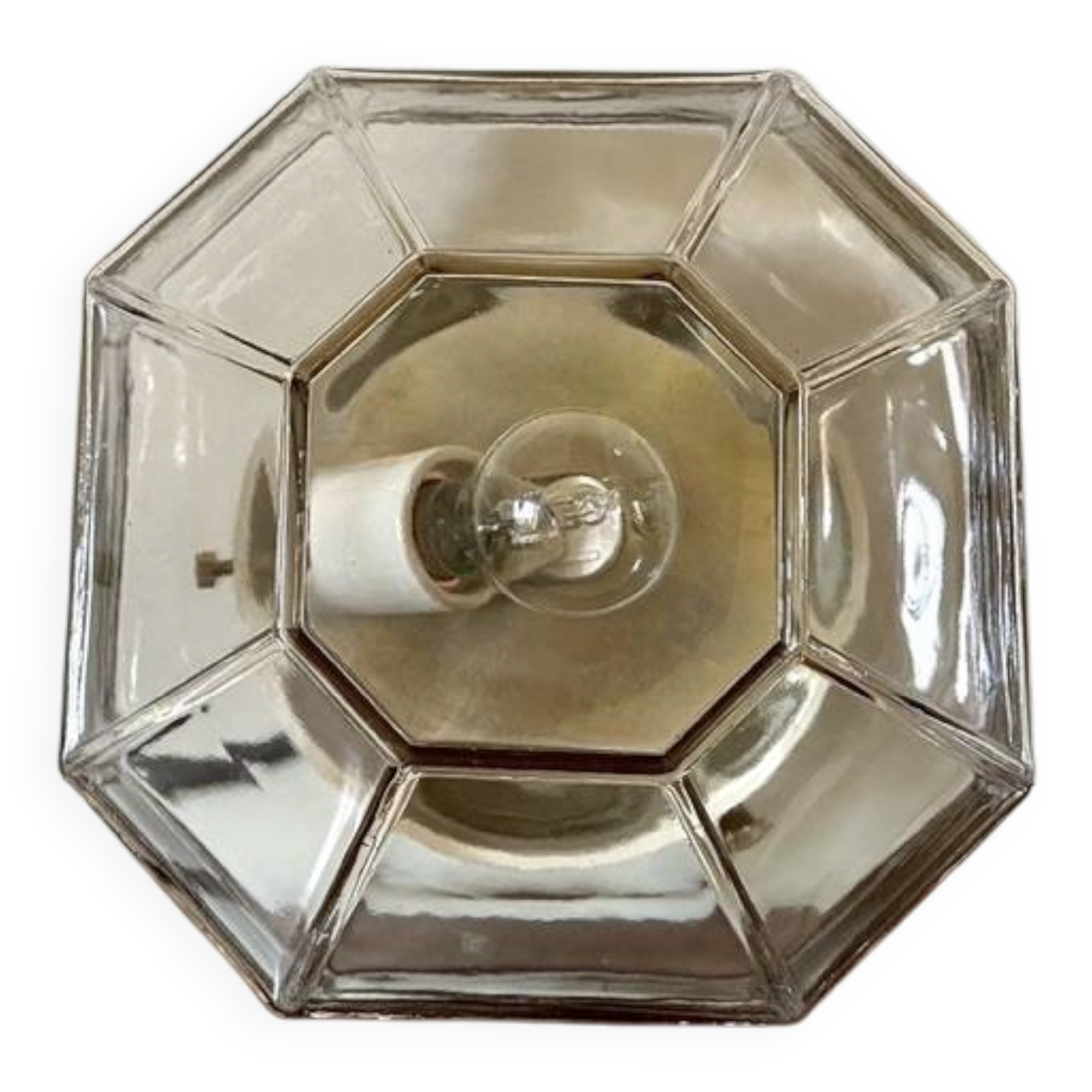 Smoked glass ceiling light ISMOS Italy 1970