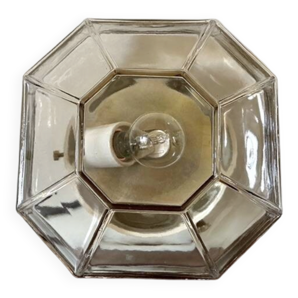 Plafonnier verre fumé ISMOS Italie 1970