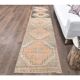 Vintage orange Turkish hand-knotted runner 81x356