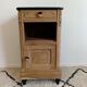 Bedside table in solid black oak and natural Art Deco wood