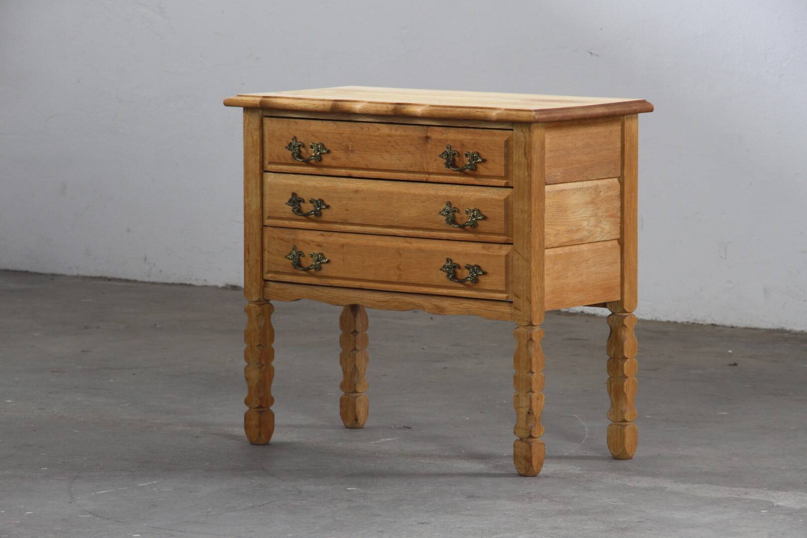 Vintage 1960s Danish three-drawer Oak Side Table, Henning Kjærnulf style