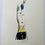 Lithographie originale « Clown Blanc » d'Herbert Leupin, 1964