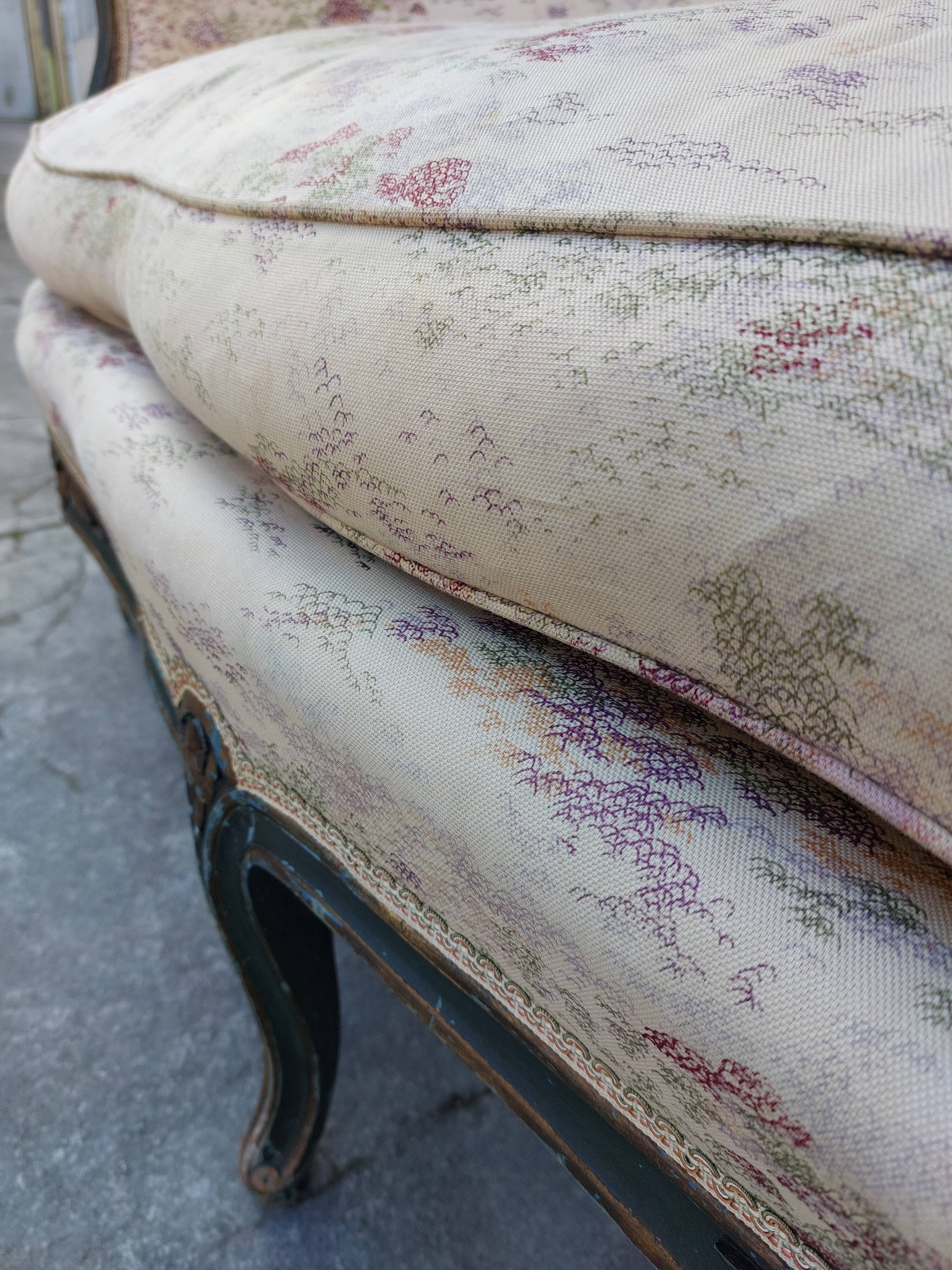 Sofa bench louis XV carved basket